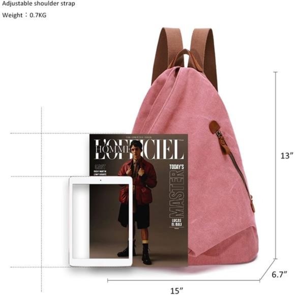 Canvas Vintage Backpack – Large Casual Daypack Outdoor Travel Rucksack Hiking - Picture 2 of 7